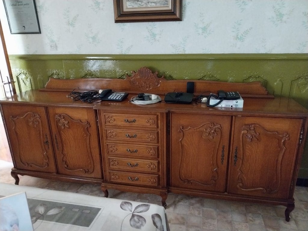Eetkamerdressoir van gelakt eikenhout, Ophalen, Zo goed als nieuw, Chêne ancien, 4 tot 6 stoelen