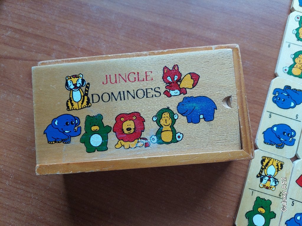 jeu de domino en bois : animaux de la jungle, Enlèvement ou Envoi, Utilisé, Autres types