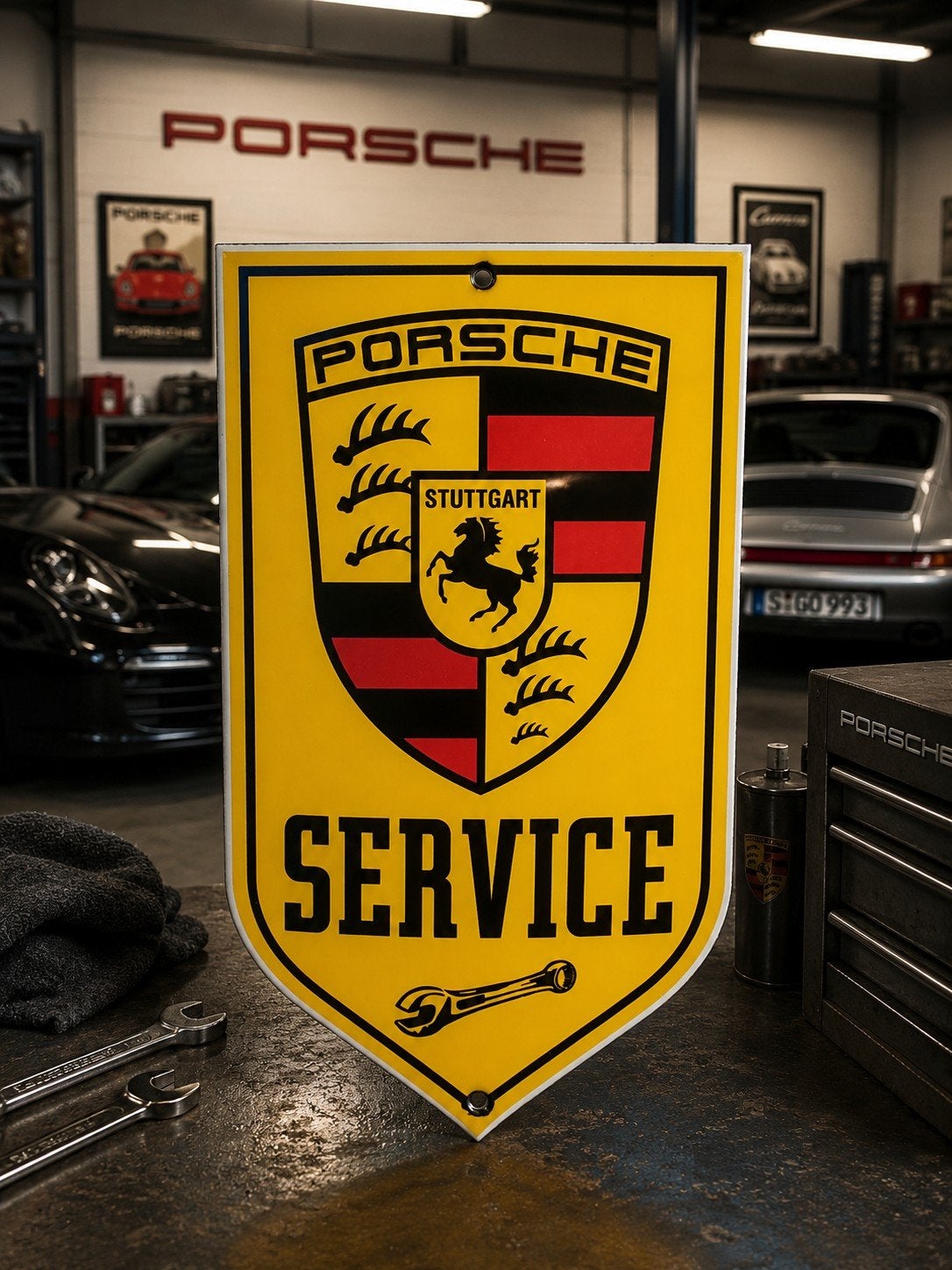 Porsche emaille plaat, Ophalen of Verzenden, Zo goed als nieuw, Reclamebord