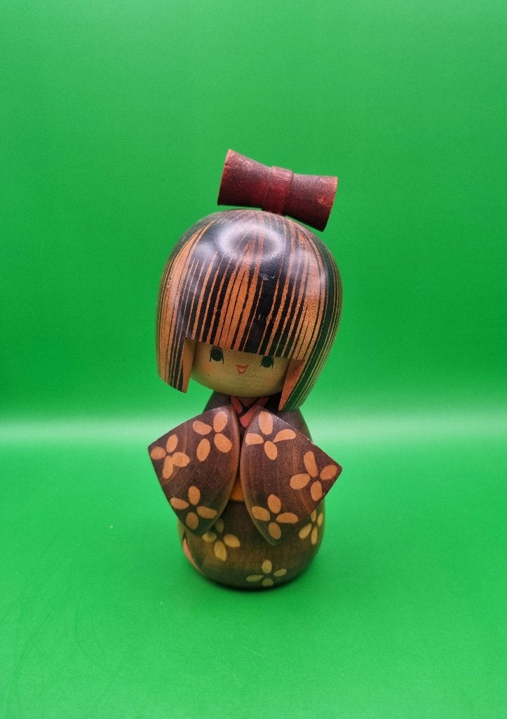 Magnifique Kokeshi « Otafuku » de Tomio Ishida, 16 cm, Enlèvement ou Envoi, Japon, Bois