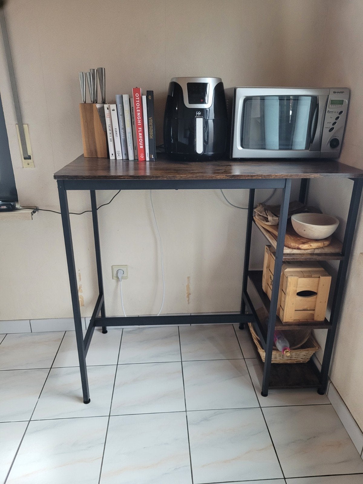 Bartafel industriële look, Huis en Inrichting, Tafels | Statafels, Ophalen, Zo goed als nieuw
