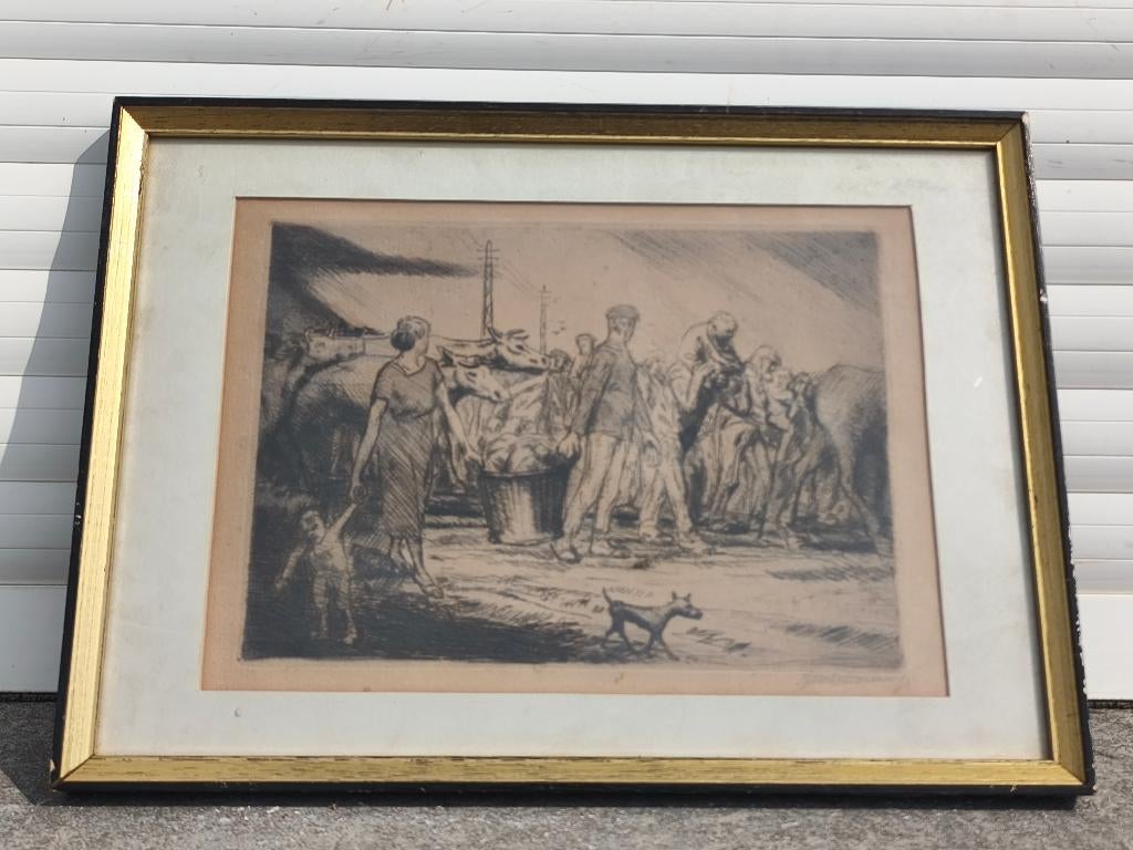 Gravure signe jean donnay, Antiquités & Art, Enlèvement ou Envoi