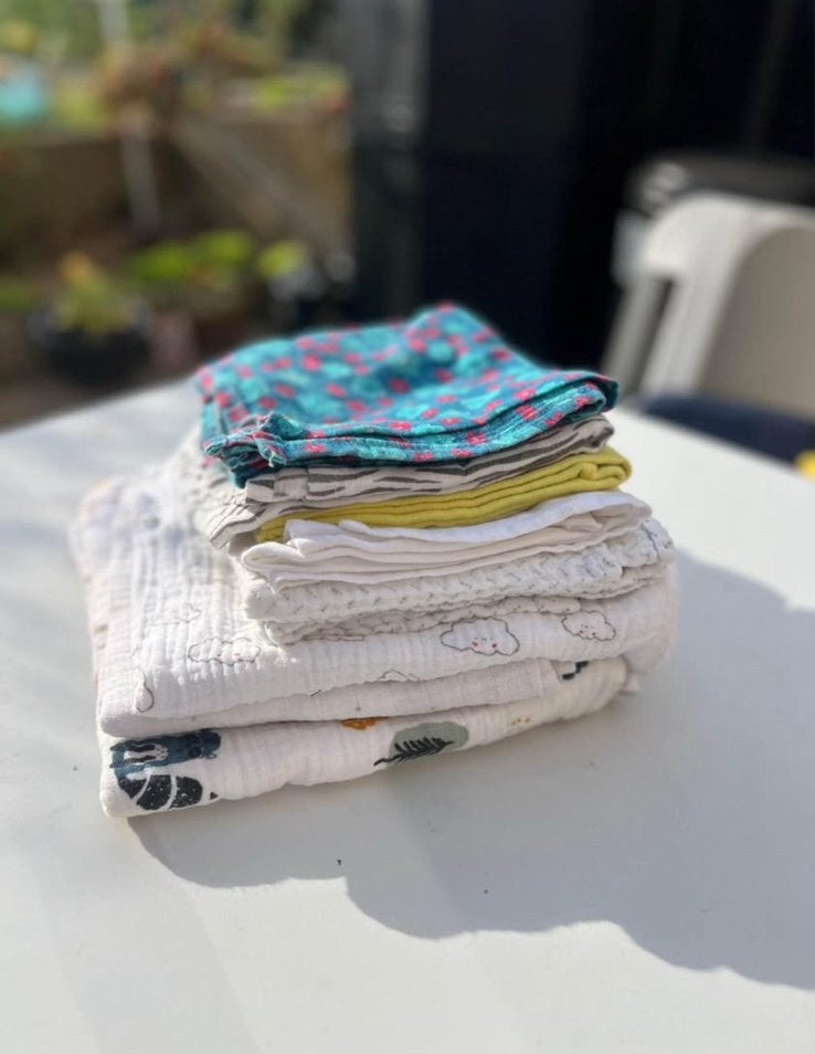 Set van 8 mousseline dekentjes voor baby's/korhoen, Ophalen, Zo goed als nieuw