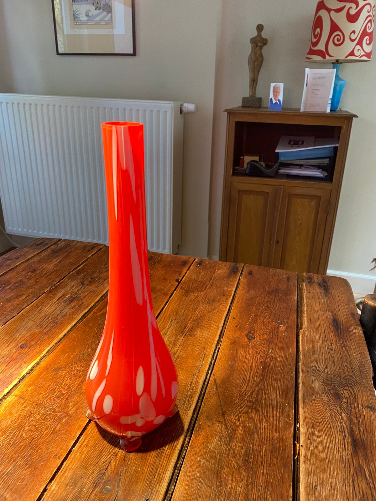 Vintage vaas jaren 60-70, Ophalen, Gebruikt, Meerkleurig, Glas
