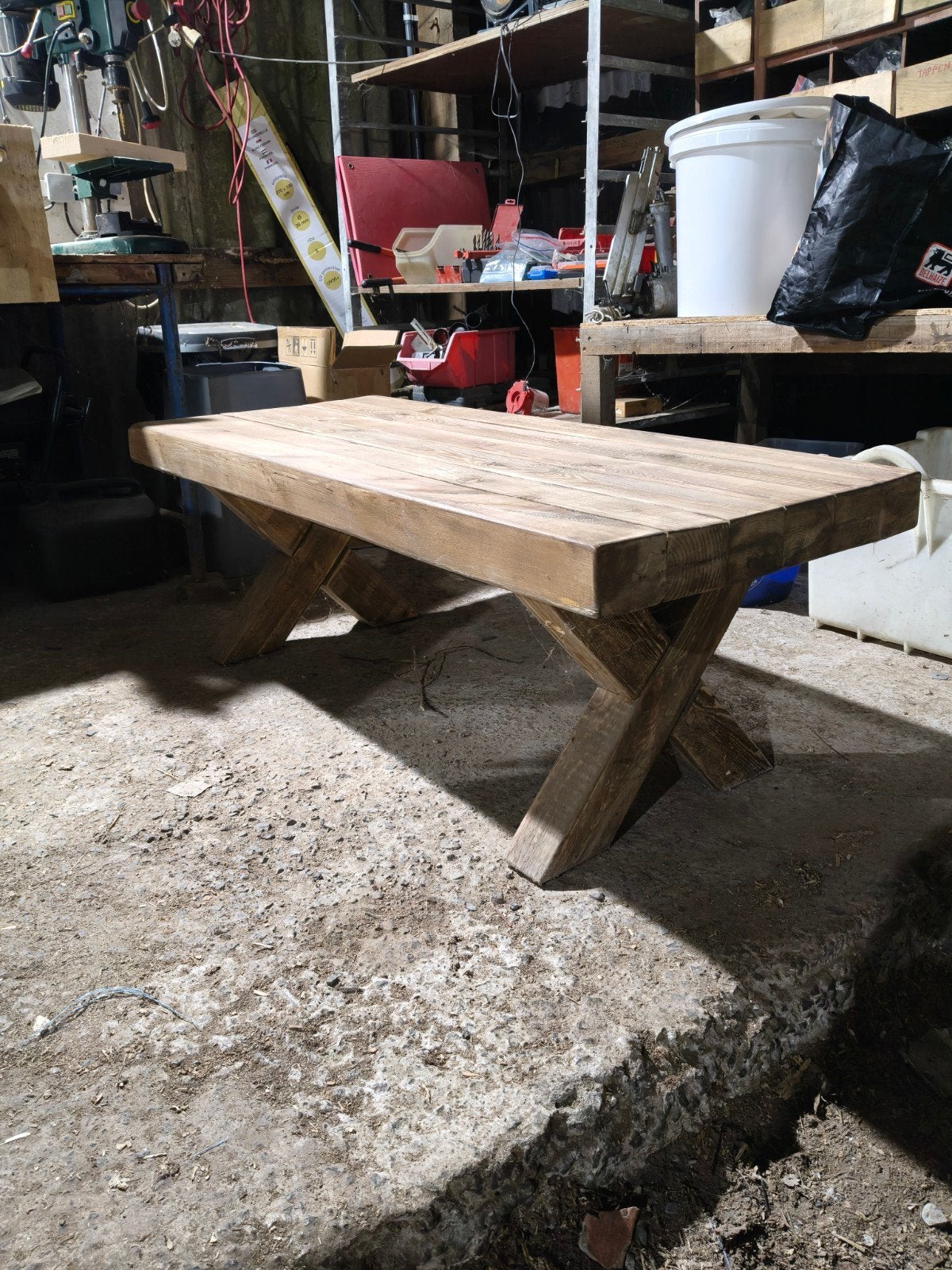 Zelf gemaakte rustieke houten salontafel, Ophalen, Hout