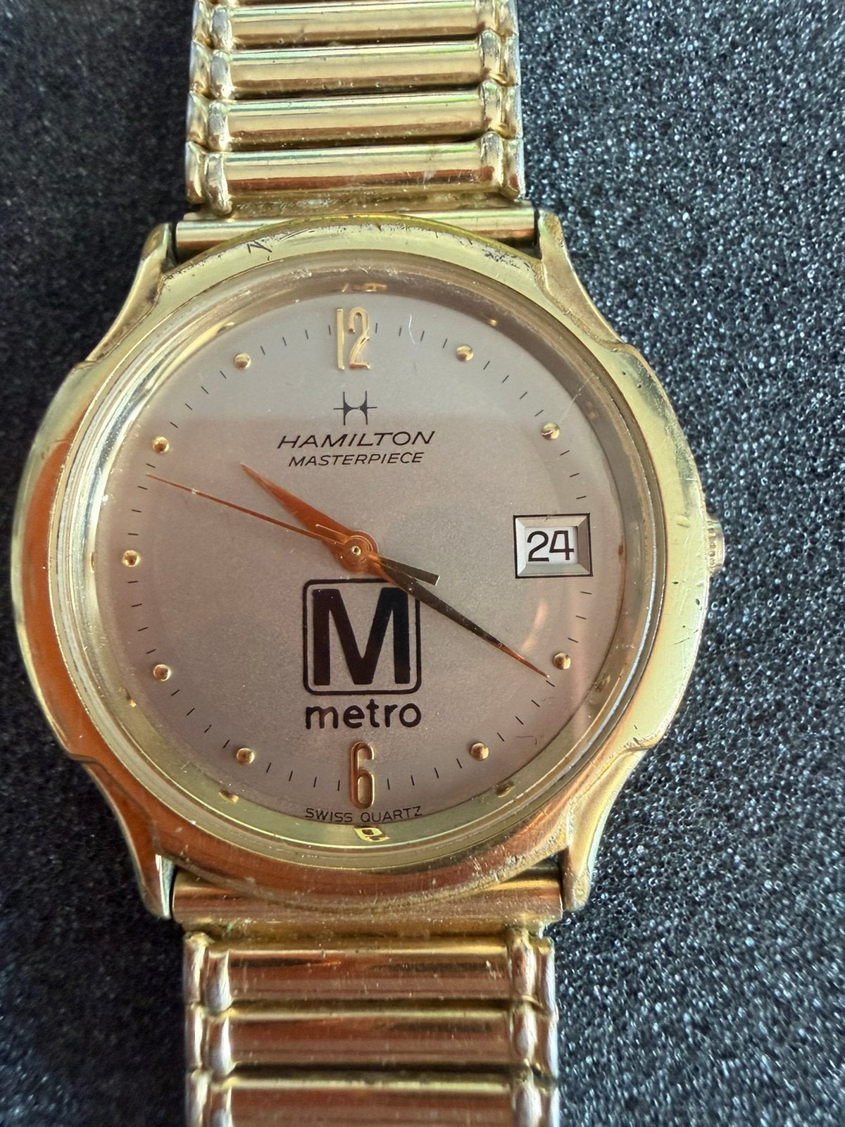 Hamilton Masterpiece plaque or, Montre-bracelet, Autres marques, Enlèvement ou Envoi, Utilisé