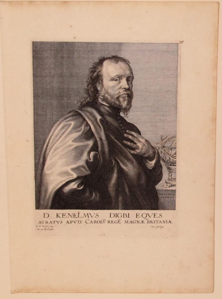 Gravure : Portrait de Kennelmys Digbi Eqves, Antiquités & Art, Art | Eaux-fortes & Gravures, Enlèvement ou Envoi, 39 cm, 1600 - 1699
