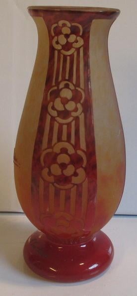 art deco vaas Schneider Le Verre Francais Charder, Verzenden