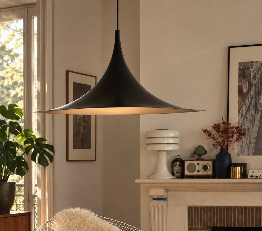 Semi hanglamp Deens design 60 cm made in denmark, Ophalen, Zo goed als nieuw, Vintage moderniste, E27 (groot)
