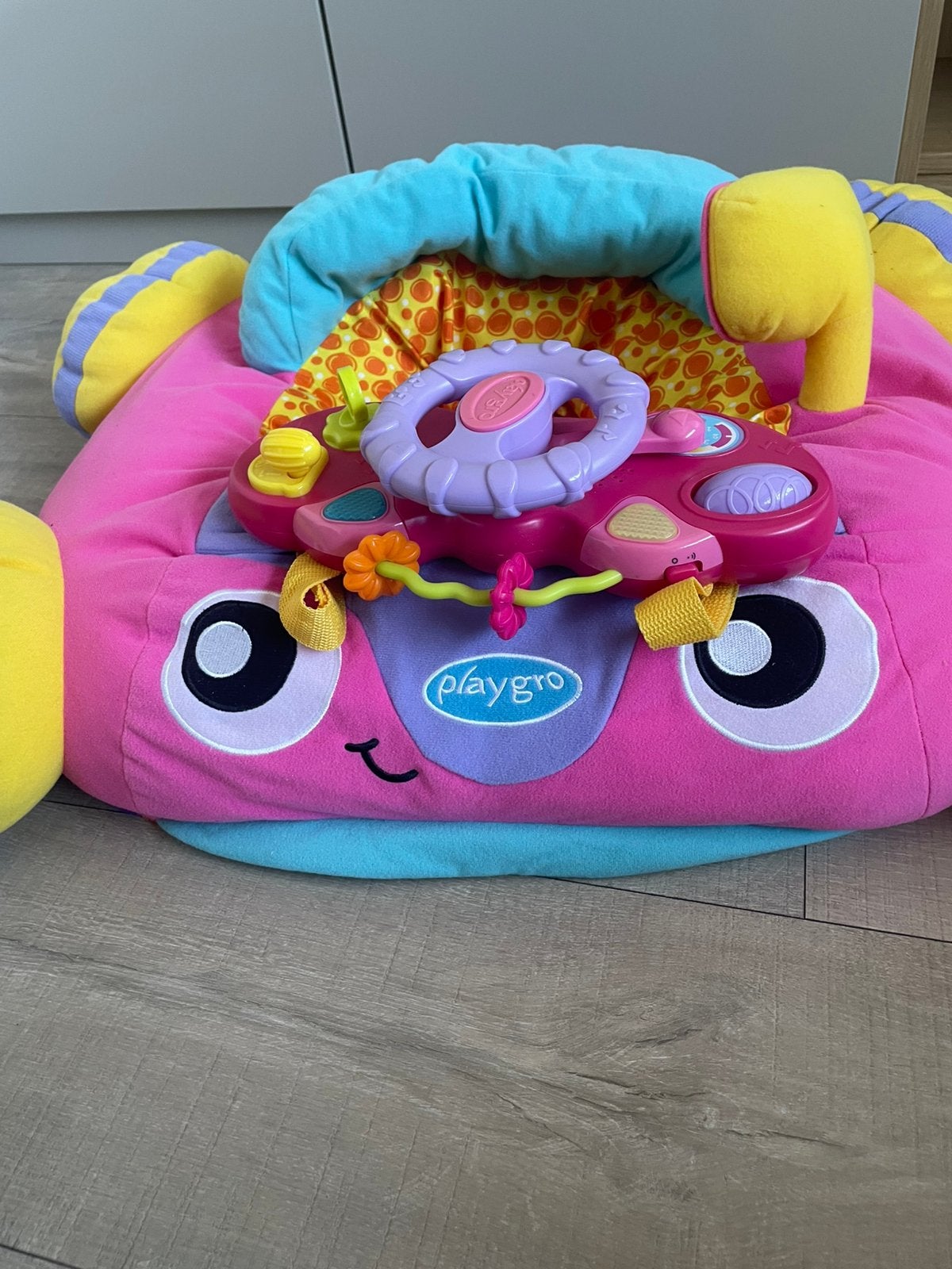 Playgro - muzikale auto zitkussen, Kinderen en Baby's, Speelgoed | Babyspeelgoed, Ophalen, Zo goed als nieuw, Overige typen, Met licht