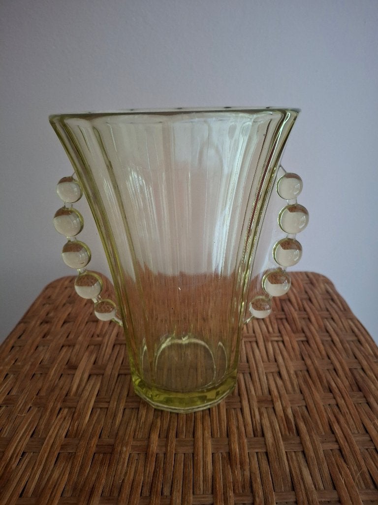 Vase art déco, verre vert., Enlèvement ou Envoi