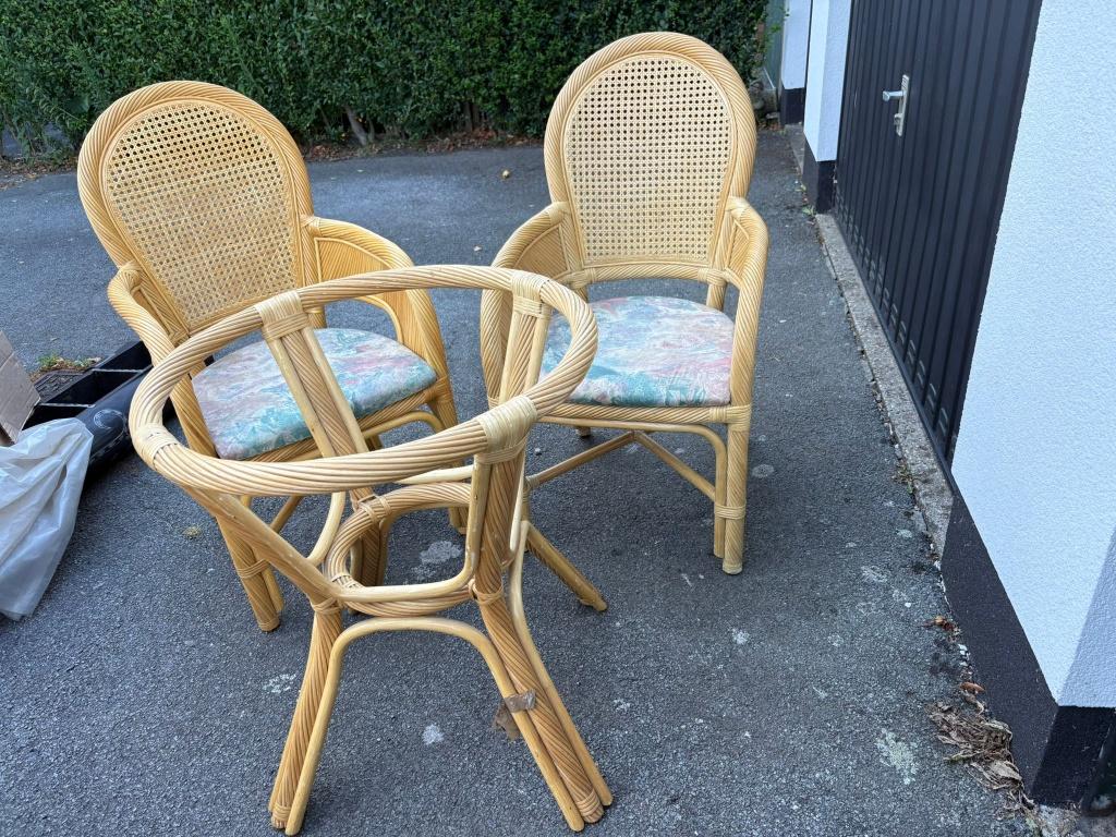 Rotanset 6 stoelen, ronde tafel en dressoir, Maison & Meubles, Maison & Meubles | Autre, Enlèvement, Utilisé
