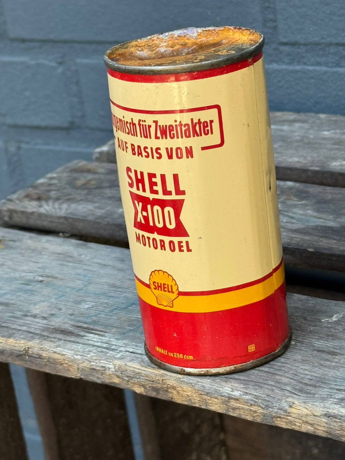 SHELL X100 olie blikje, Ophalen of Verzenden, Gebruikt, Overige, Overige merken