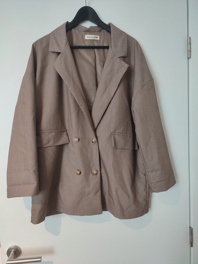 Oversized Double-Breasted Blazer Boetiek  – New Collection, Kleding | Dames, Bruin, Maat 42/44 (L), Ophalen of Verzenden, Zo goed als nieuw