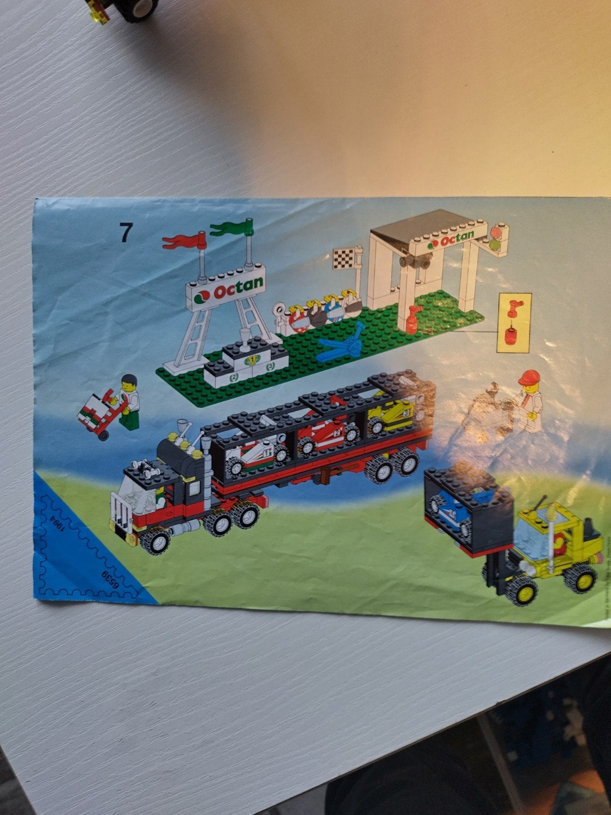 Lego 6539 Victory Cup Racers avec camion et chariot élévateu, Lego, Ensemble complet, Instructions incluses, Comme neuf