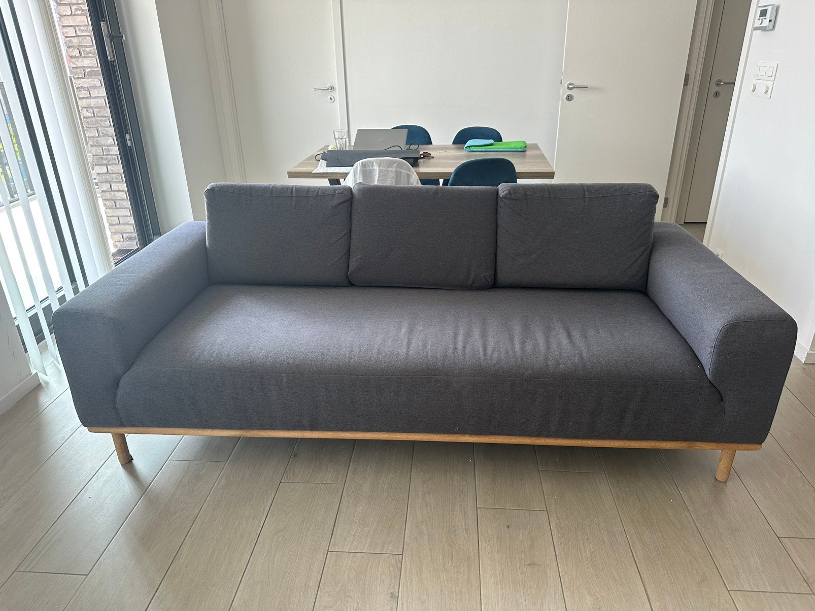 SofaCompany 3-zits zetel – 222 cm – donkergrijs, Huis en Inrichting, Zetels | Zetels, Ophalen, Gebruikt, Driepersoons, Rechte bank