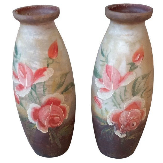 paire de vases en verre peint., Enlèvement