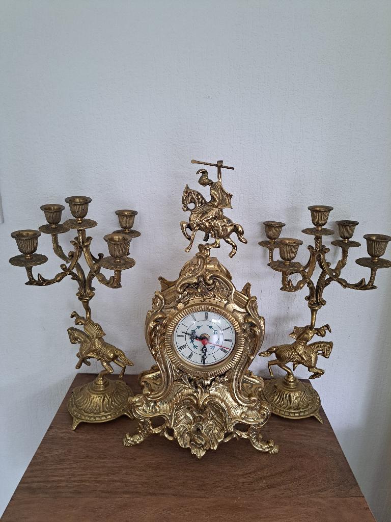 Vintage Franse werkende klok 2 kandelaars, Enlèvement