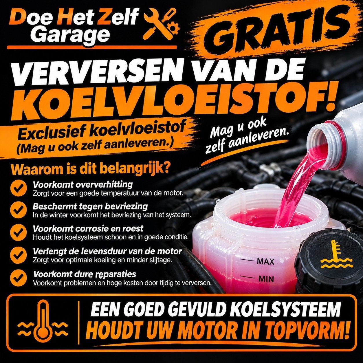 gratis Koelvloeistof vervangen, Ophalen