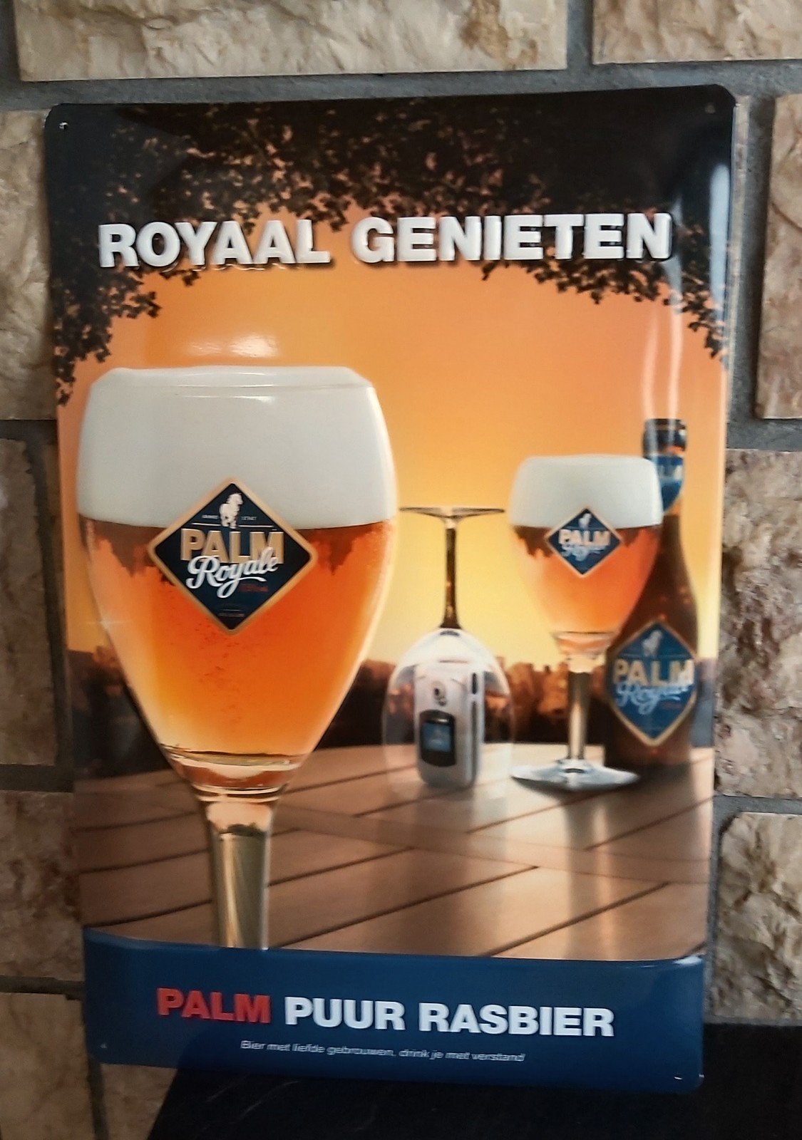 Emaille bord "Palm Royale", Verzamelen, Biermerken, Ophalen, Zo goed als nieuw, Reclamebord, Plaat of Schild, Palm