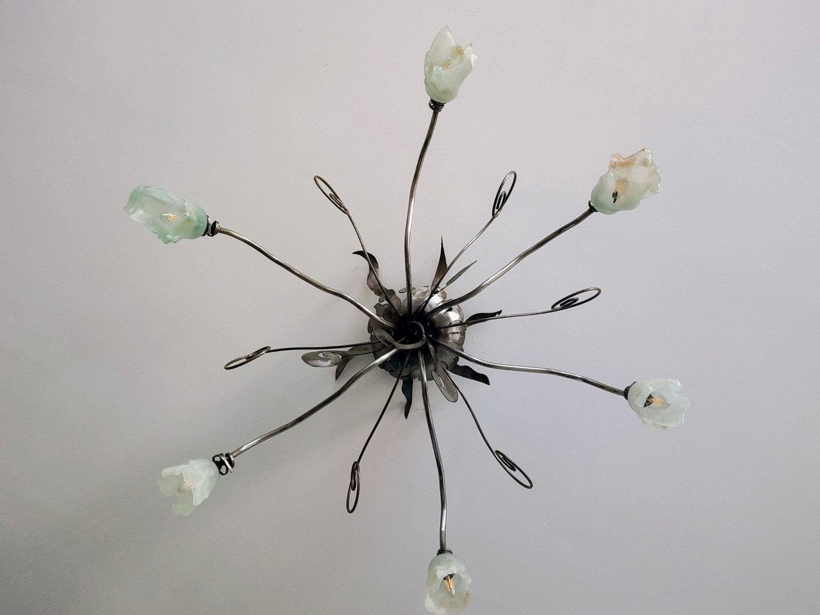 luster ontworpen 6 armen bieden, Huis en Inrichting, Ophalen, Gebruikt, Glas, Jaren 60...70
