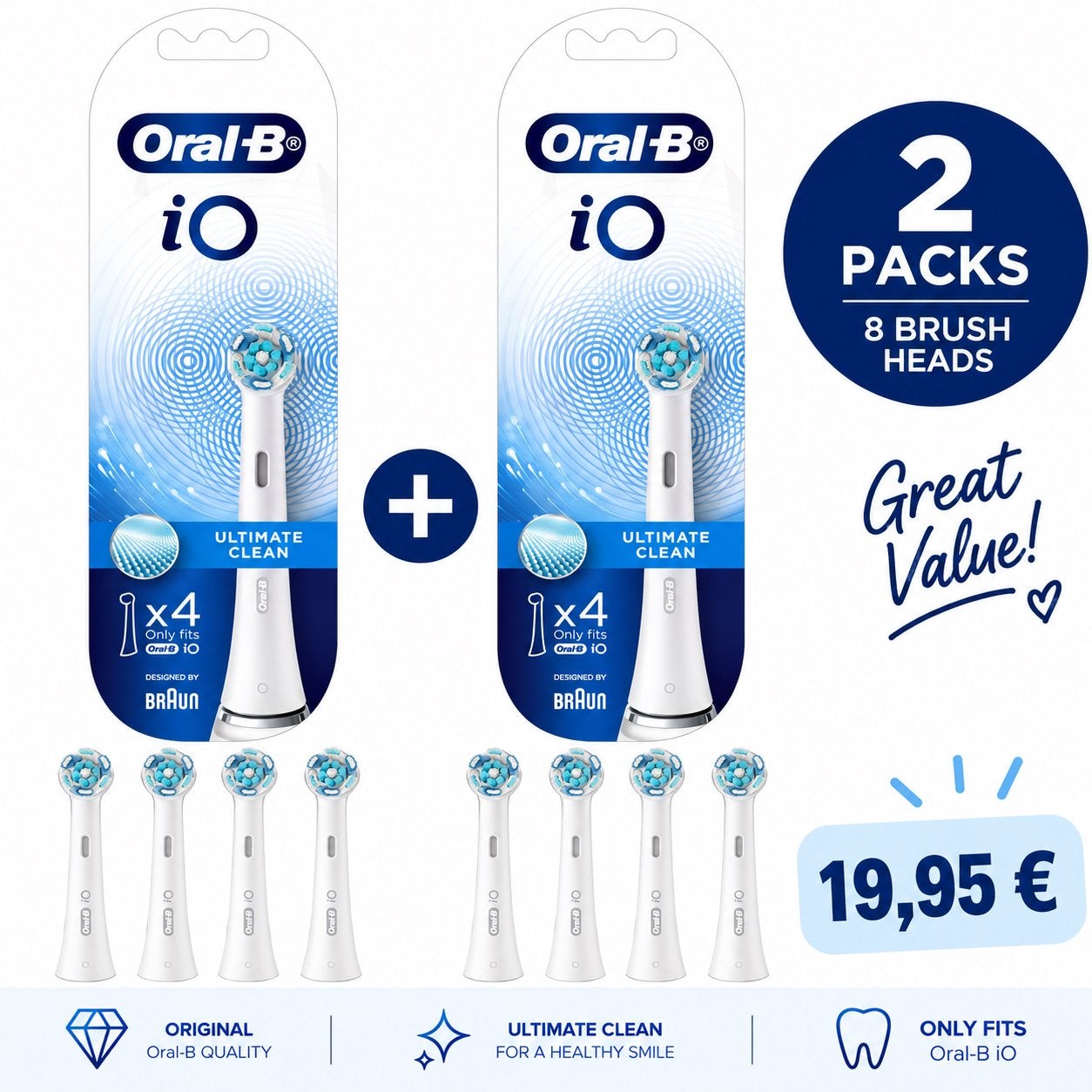 Oral-B iO Ultimate Clean – 8 Opzetborstels, Ophalen of Verzenden, Zo goed als nieuw, Opzetborstel