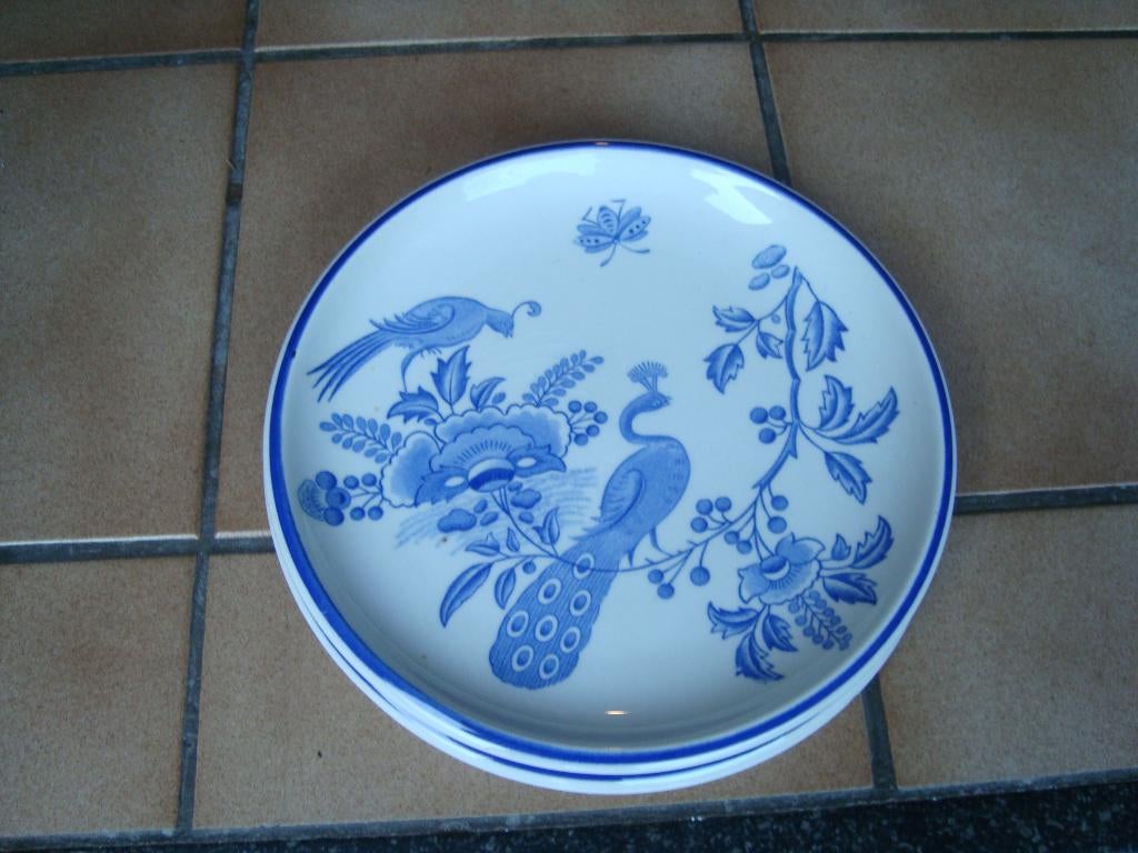 3 Dessertborden Boch, decor Paon Bleu., Ophalen