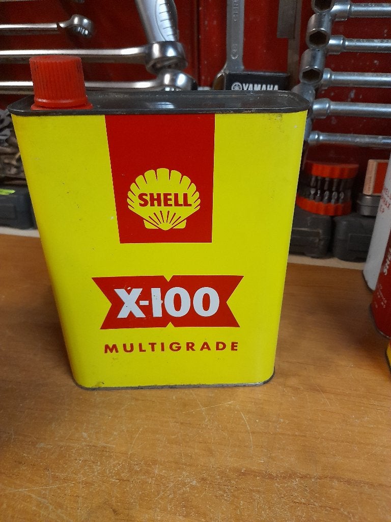 ancien bidon huile vide shell x-100 multigrade, Collections, Enlèvement ou Envoi, Utilisé, Autres types