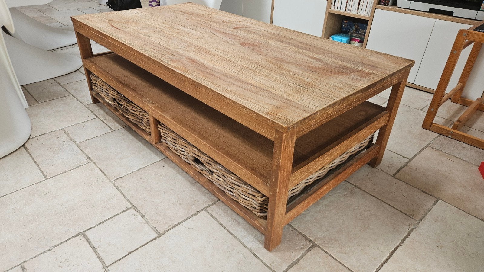 table basse teck, Maison & Meubles, Teck, 100 à 150 cm, Enlèvement, Utilisé