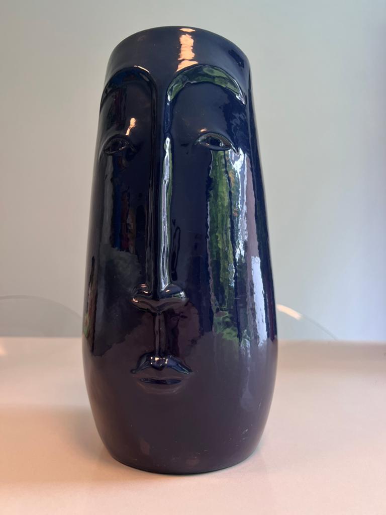 HK Living Face Vase – grote design vaas – donkerblauw, Ophalen, Zo goed als nieuw
