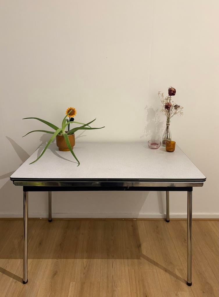 Table vintage en formica grise, Enlèvement, Comme neuf