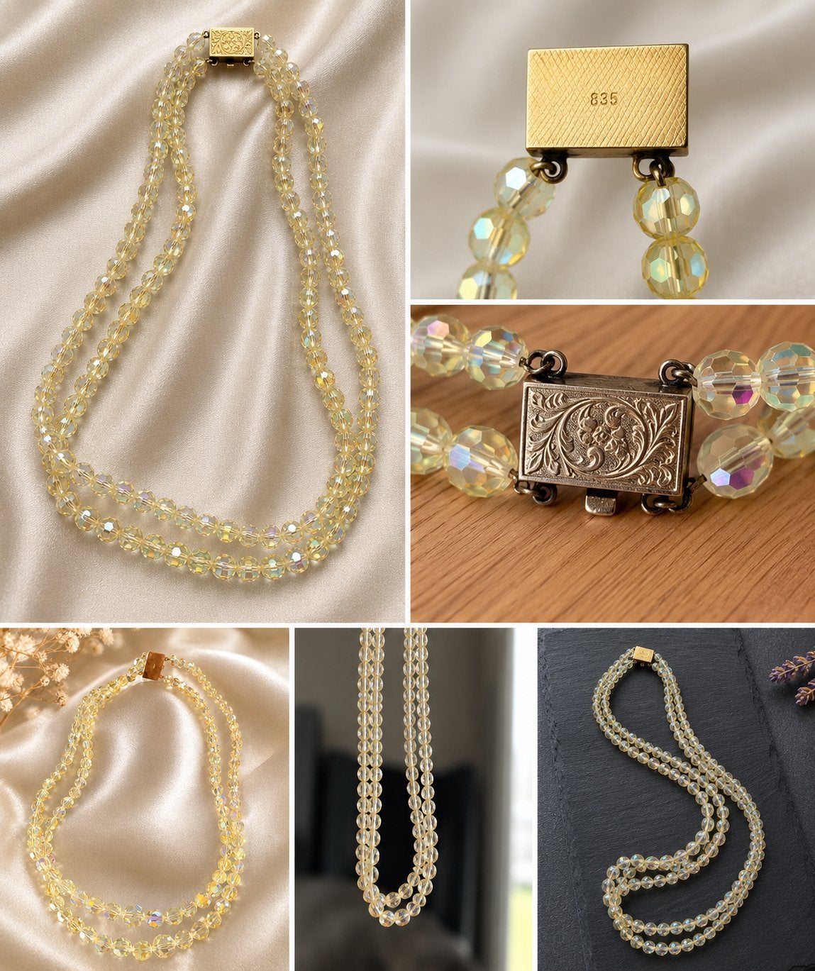 Magnifique collier double rang en cristal facetté, Bijoux, Sacs & Beauté, Pierre ou Minéral, Autres couleurs, Comme neuf, Avec cristal