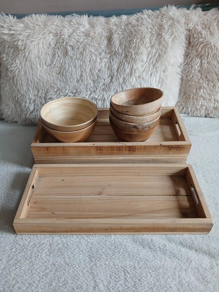 Beau lot de plateaux et bols en bois, neufs., Maison & Meubles, Enlèvement ou Envoi, Bois