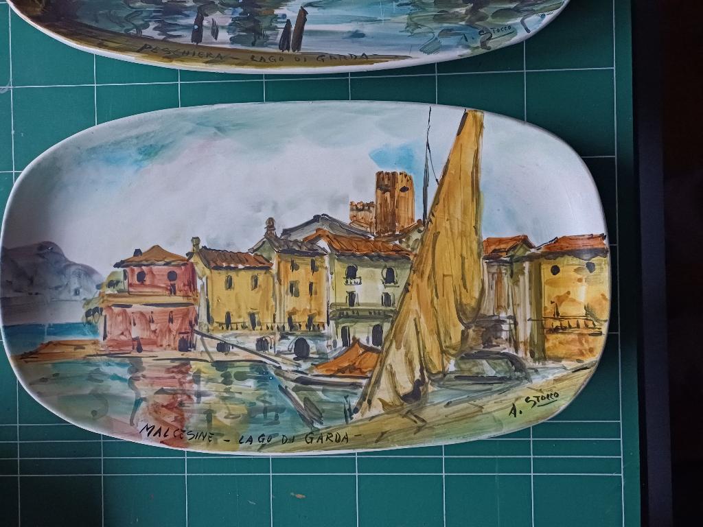 Schilderijen op keramiek, Gardameer, lago di garda, jaren 70, Ophalen of Verzenden