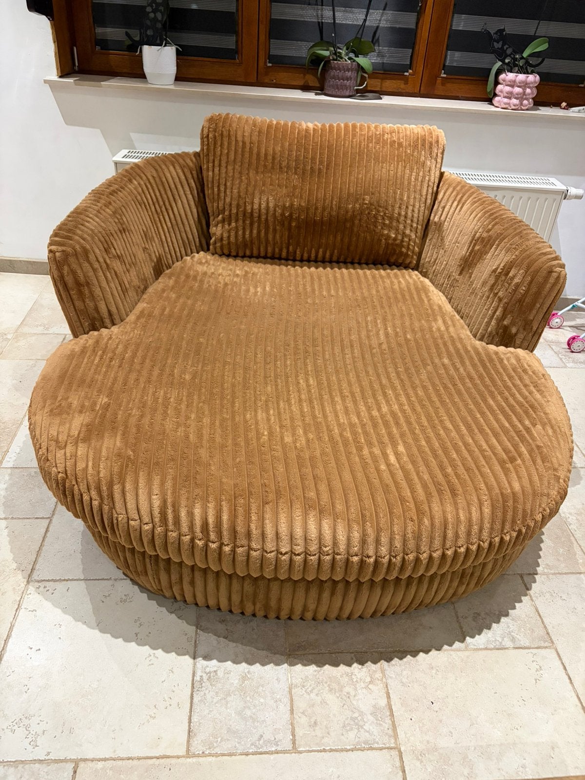 Fauteuil méridienne velours cotele, Maison & Meubles, Enlèvement, Comme neuf