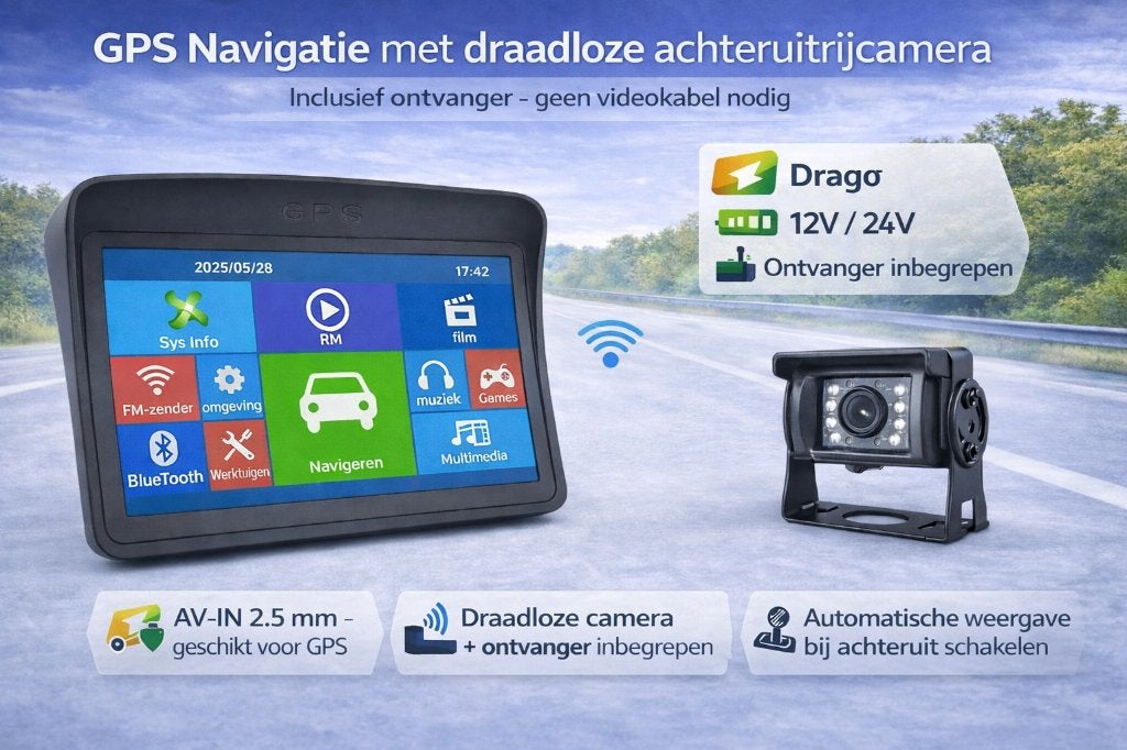 7 of 9" Mobilhome, Auto GPS met Achteruitrijcamera Bedraad, Info@drktech.be, Oosterwennel 35 Genk, Nieuw, Ophalen of Verzenden