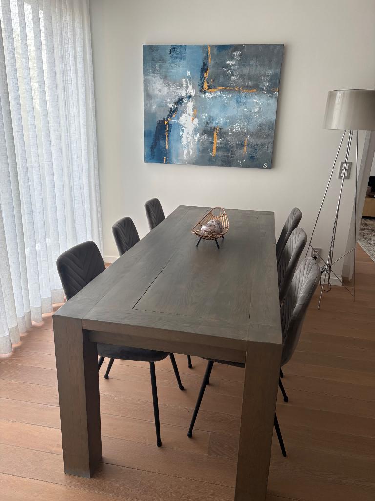 Tafel hout en 6 stoelen, Modern klassiek, Comme neuf, Enlèvement, 50 à 100 cm