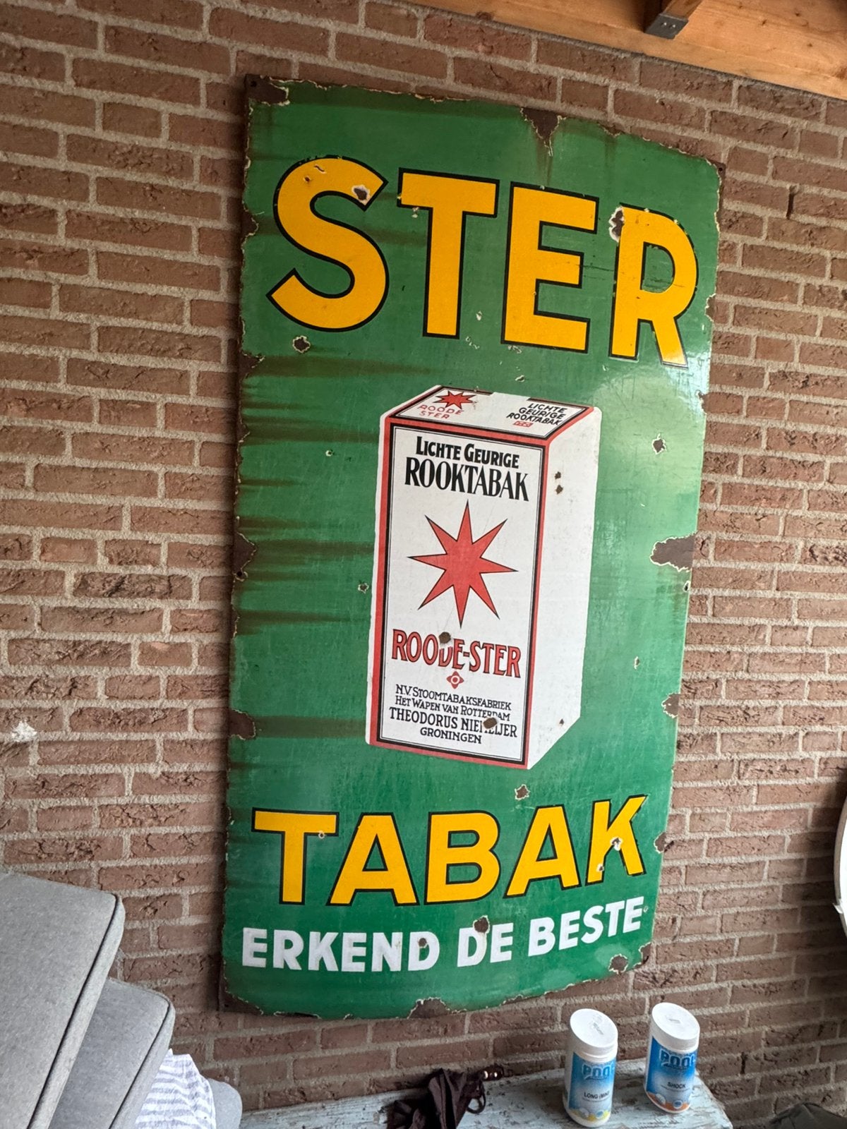 STER TABAK emaille reclamebord, Ophalen