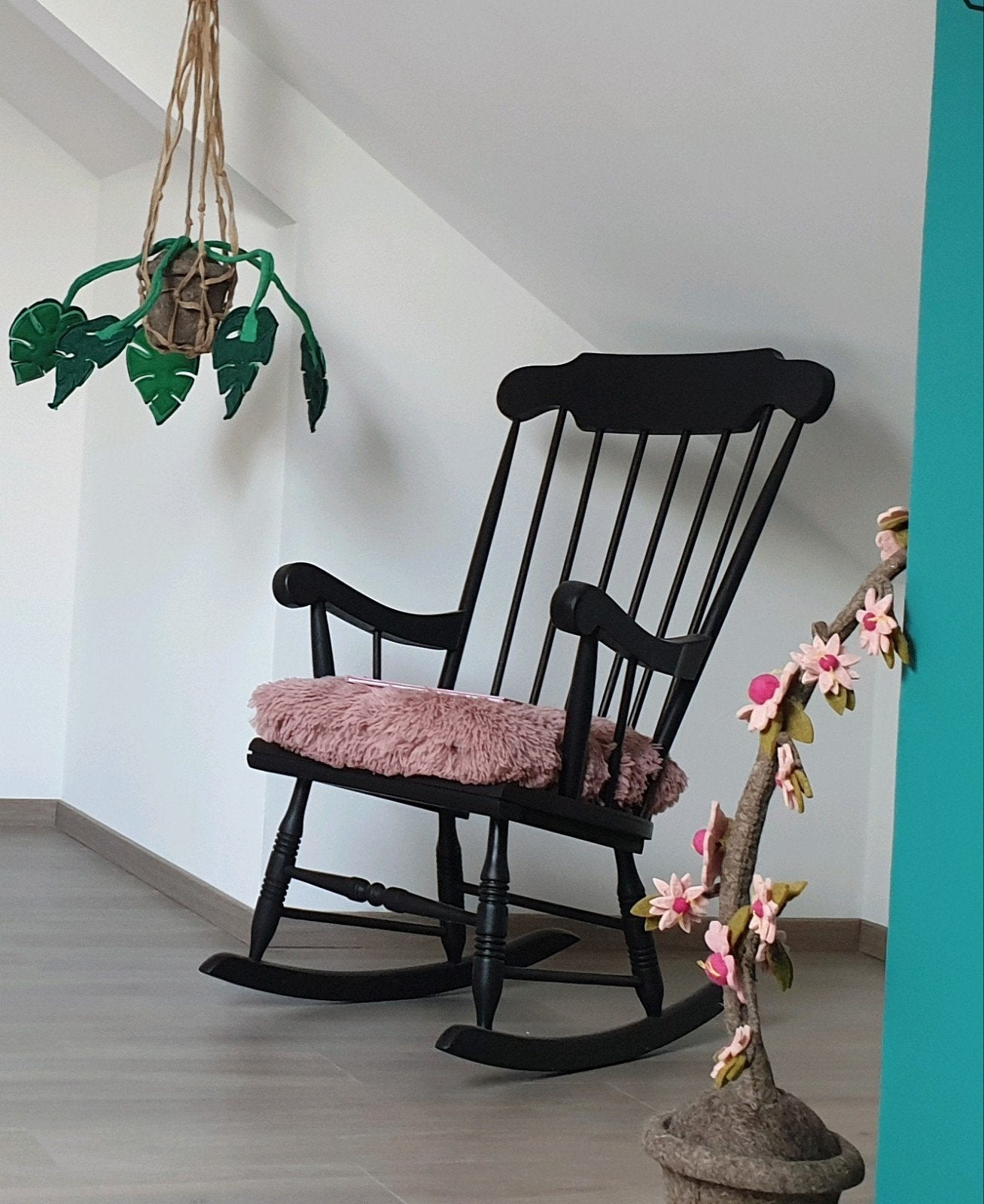 Houten, zwarte schommelstoel, Ophalen, Gebruikt, Zwart, Hout