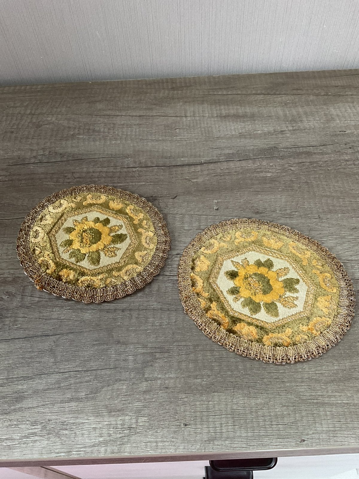 2 retro velour doekjes, Ophalen of Verzenden, Gebruikt, Groen