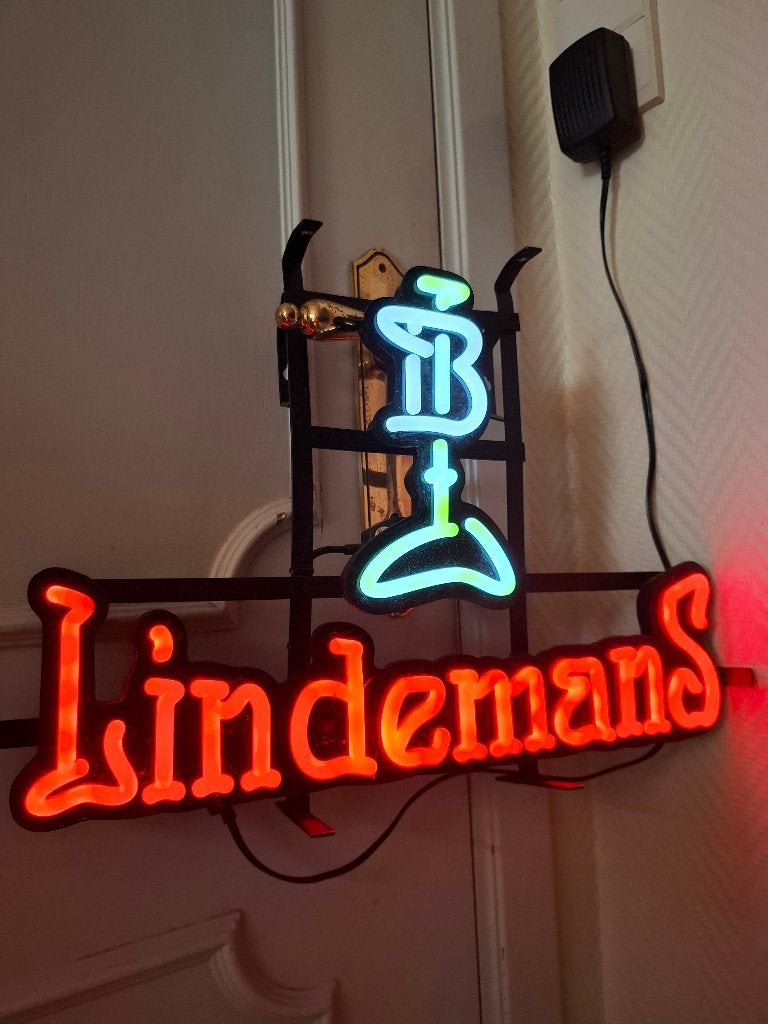 Lichtreclame Lindemans bier, Ophalen of Verzenden, Zo goed als nieuw, Lichtbak of (neon) lamp