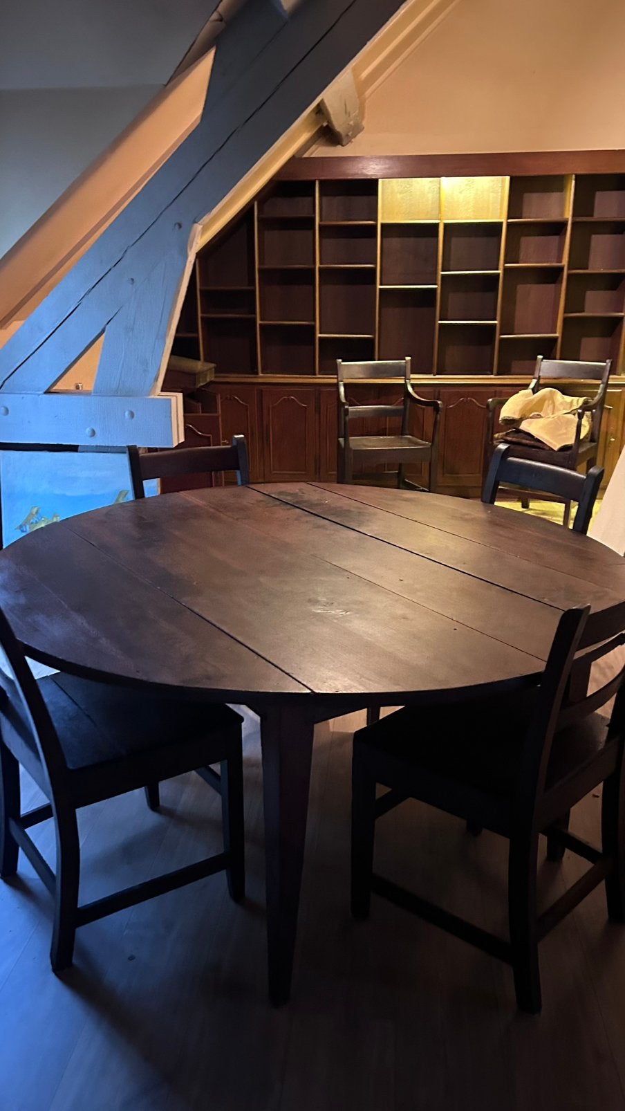 Table pliante ronde vintage - 1980 - grande table à manger, Enlèvement