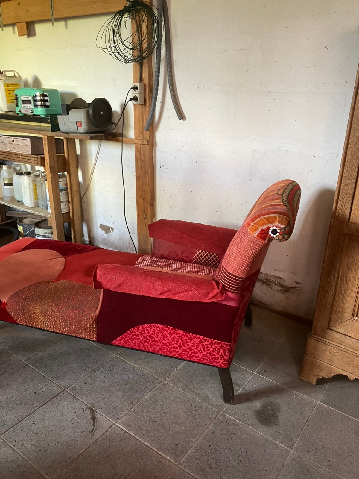 Chaise long, Enlèvement, Utilisé, Tissus