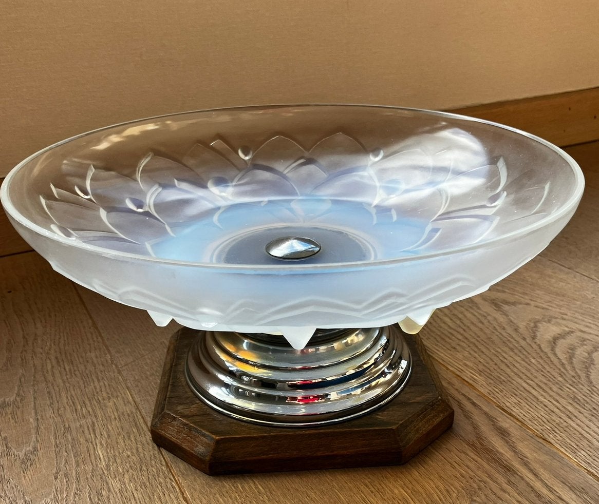 Prachtige Art Deco Schaal van Opalescent Glas, Ophalen