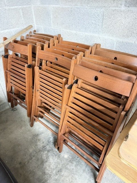 Set houten klapstoelen, stevig en betaalbaar, Tuin en Terras, Tuinbanken, Zo goed als nieuw, Hout, Ophalen