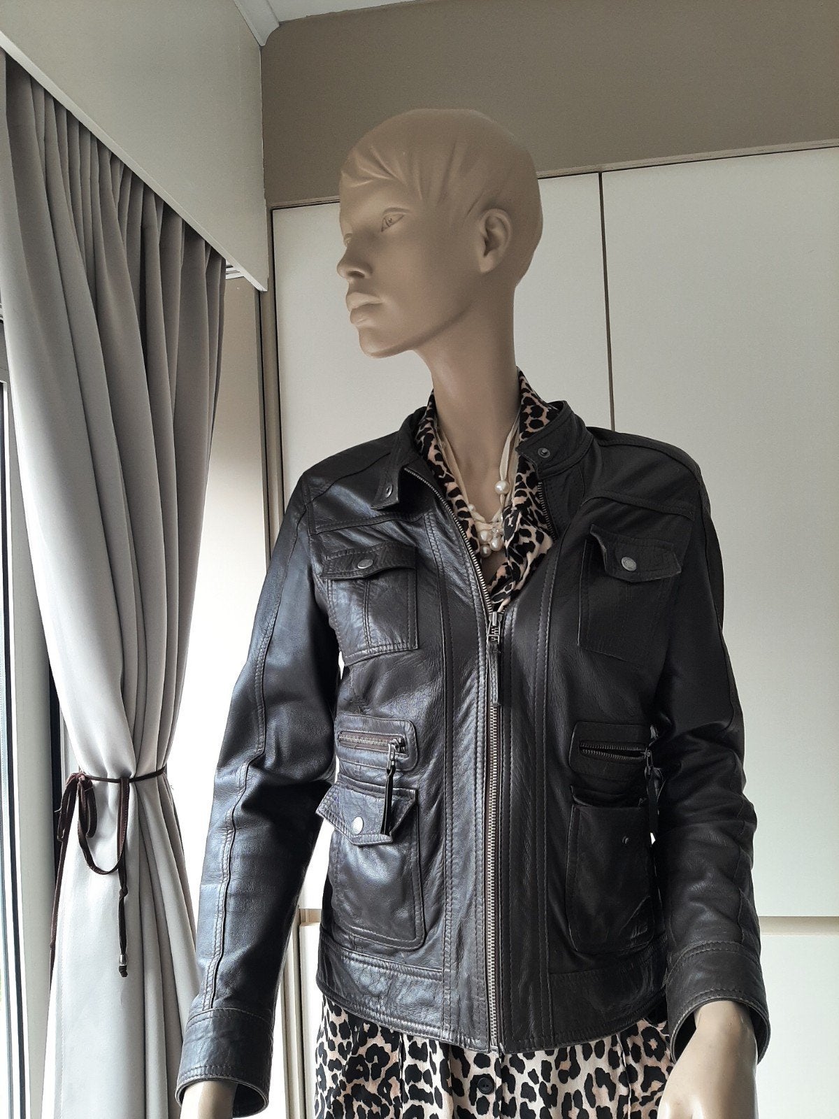 lederen jasje, Kleding | Dames, Ophalen of Verzenden, Maat 38/40 (M), Bruin, Jasje
