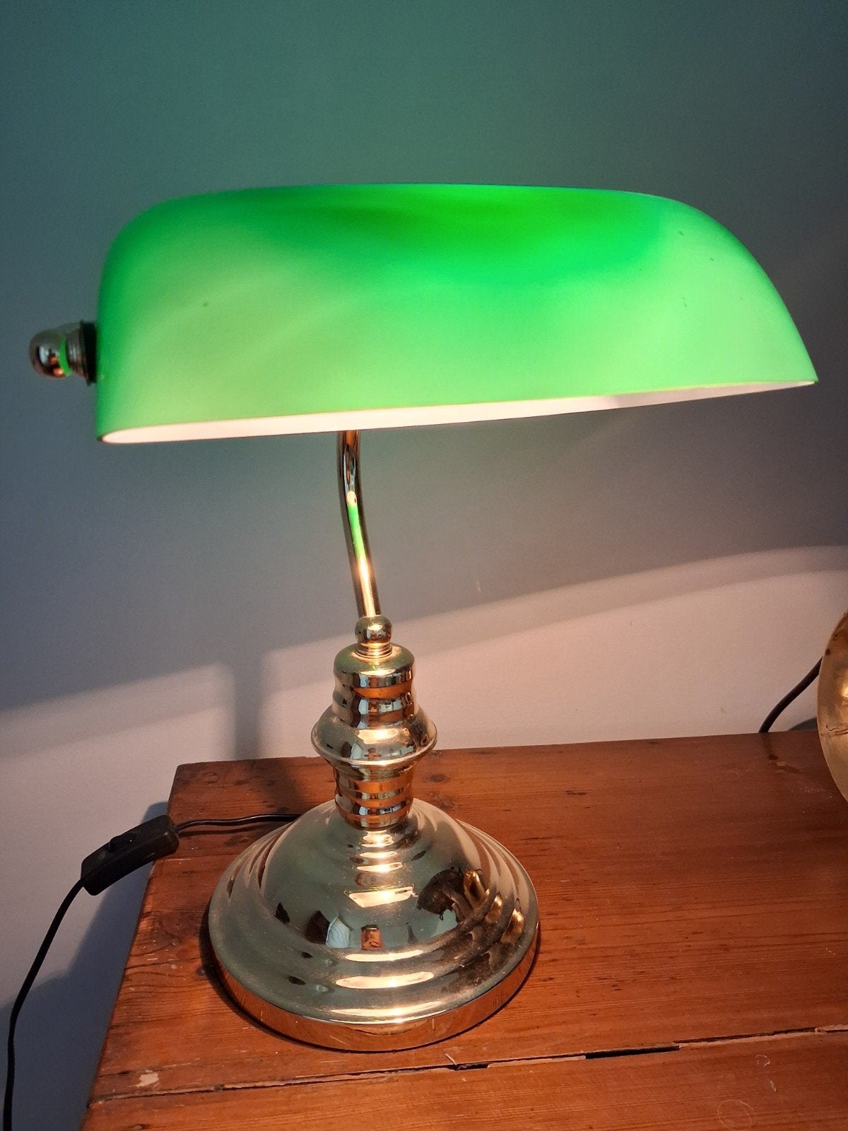 Vintage notarislamp, Huis en Inrichting, Met schakelaar, Zo goed als nieuw, Glas, Vintage