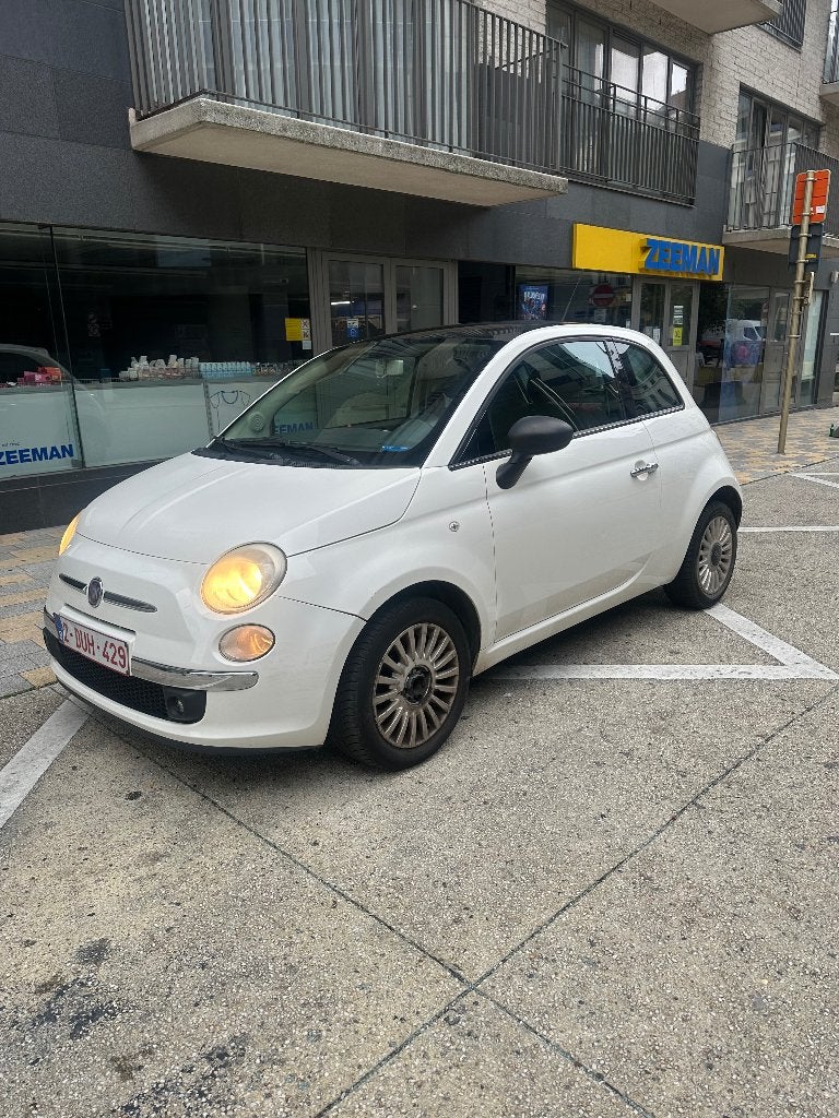 Fiat 500, Auto's, Leder en Stof, Wit, Handgeschakeld, Panoramadak