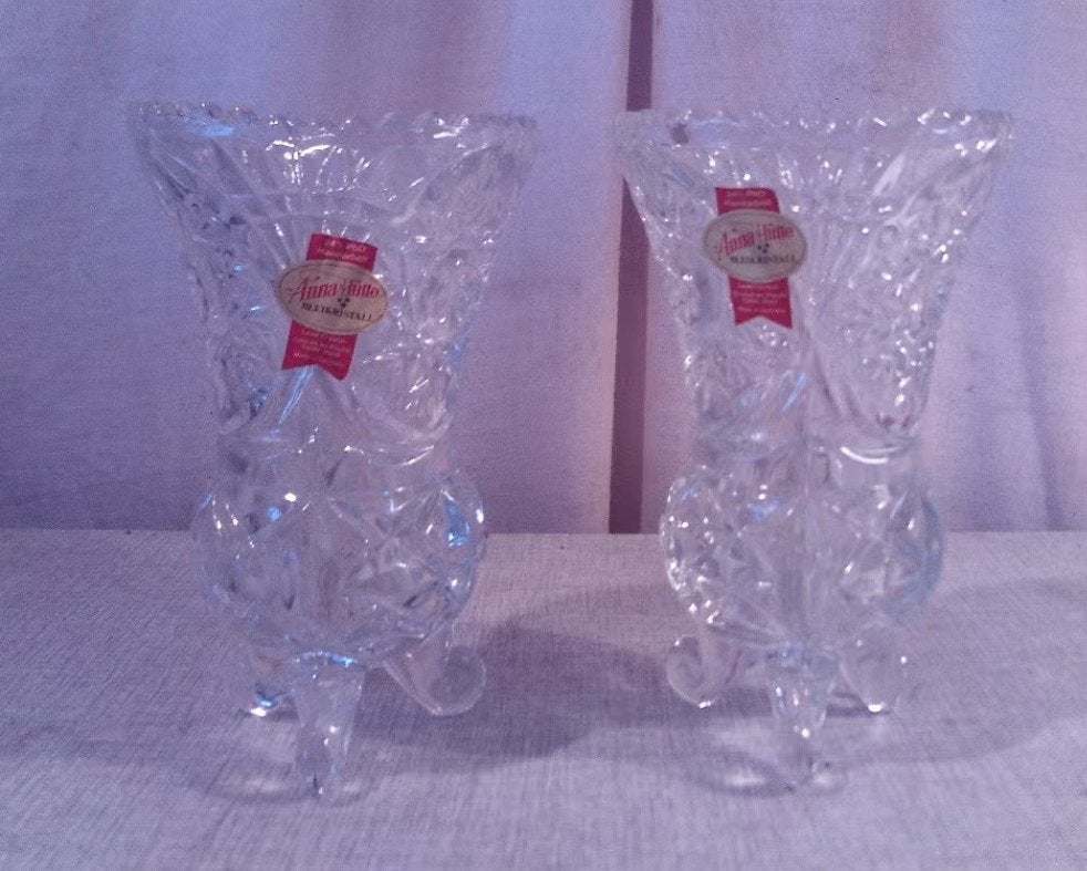 2 vases en cristal de 14 cm - Anna Hutte Bleikristall, Enlèvement ou Envoi