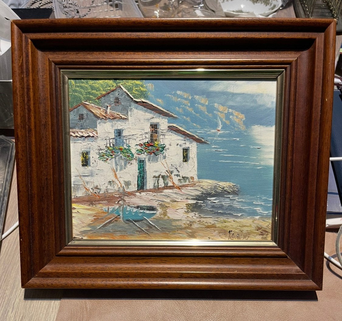 Sfeervol Vintage Schilderij "Korens" – Impasto Kusttafereel, Antiek en Kunst, Ophalen of Verzenden, Klassiek, Gesigneerd, Olieverf